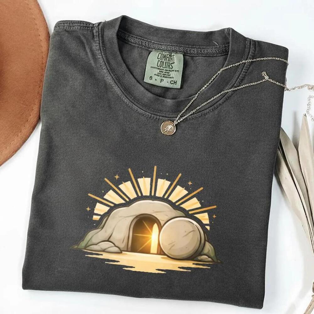He Is Risen Christian Easter Shirt, Empty Tomb Graphic Tee, Faith Based